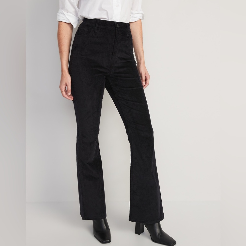 NWT Old Navy Higher Rise Flare Black Corduroy Pants Sz 4 Secret Slim Pockets